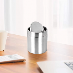 7 Pks Desktop Mini Stainless Steel Trash Bin